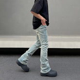 Hearujoy Skinny Jeans Men Streetwear Solid Color Simple Vintage Slim Autumn Vaqueros Flared Trousers Street Summer Y2k Fit Denim Pants